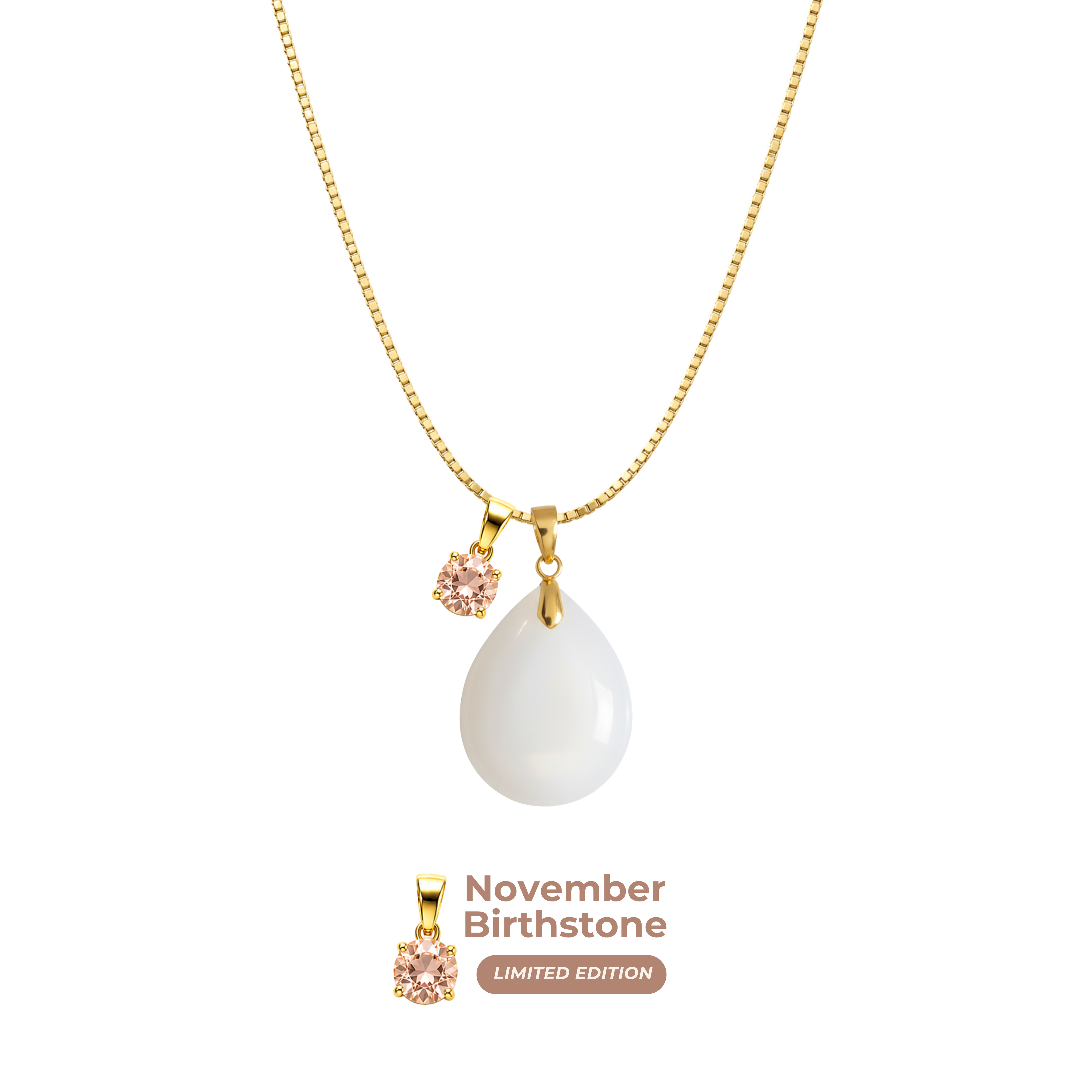Mini Gota Gordita con Cadena y Colgante de Mes de Nacimiento