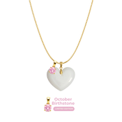 Chubby Heart with Chain and Birthstone Pendant