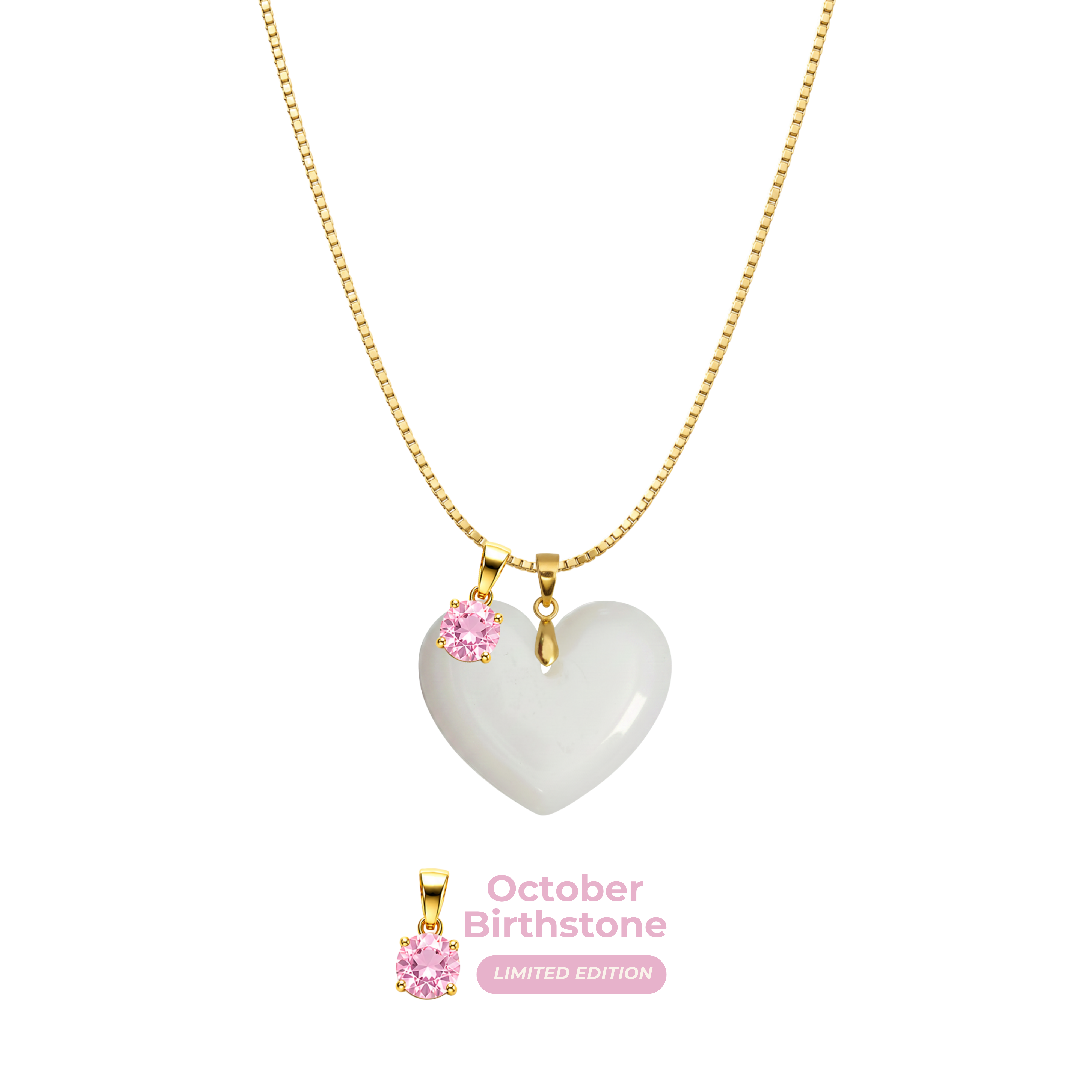 Chubby Heart with Chain and Birthstone Pendant