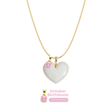 Corazón Gordito con Cadena y Colgante del Mes de Nacimiento