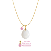 Mini Gota Gordita con Cadena y Colgante de Mes de Nacimiento