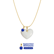 Chubby Heart with Chain and Birthstone Pendant