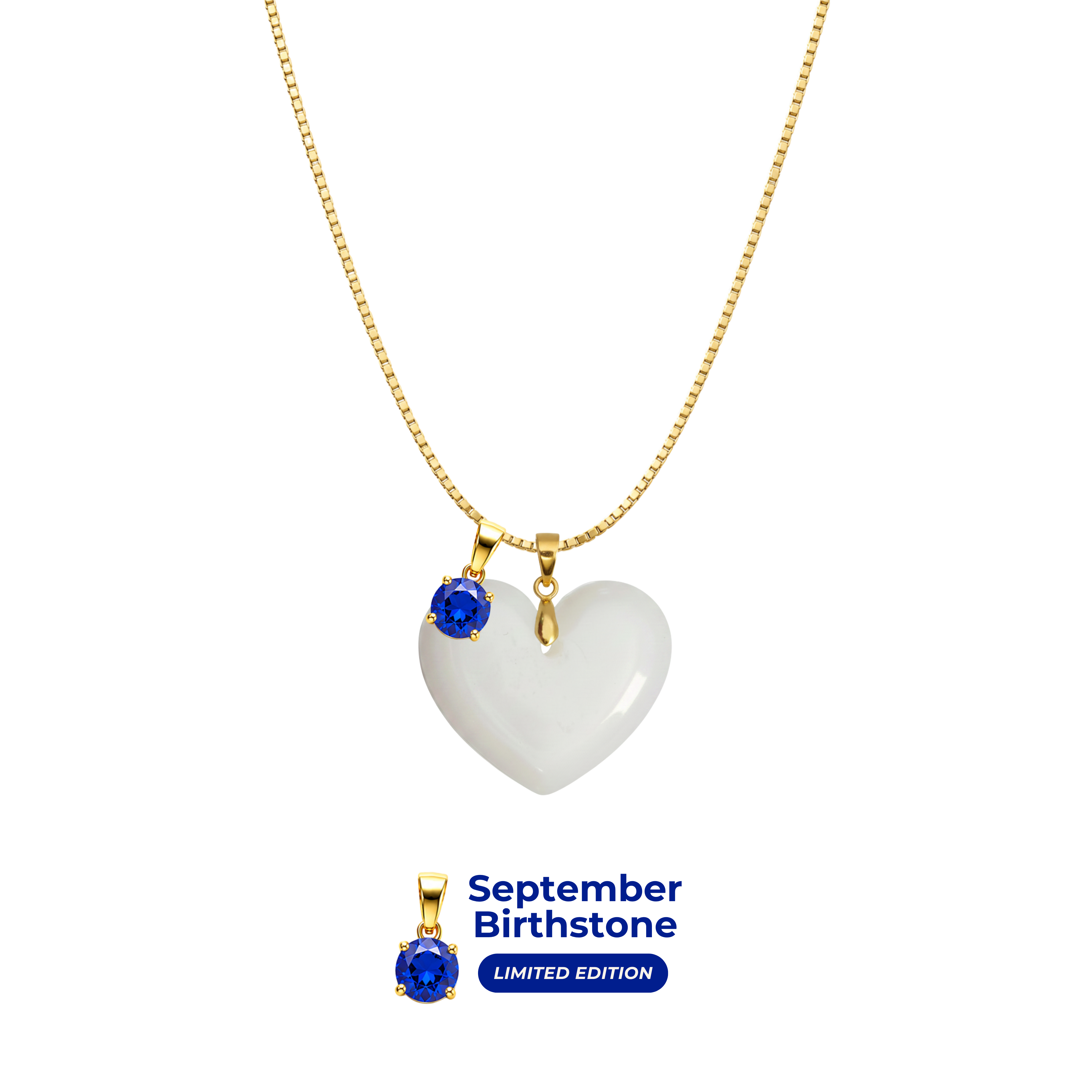 Chubby Heart with Chain and Birthstone Pendant