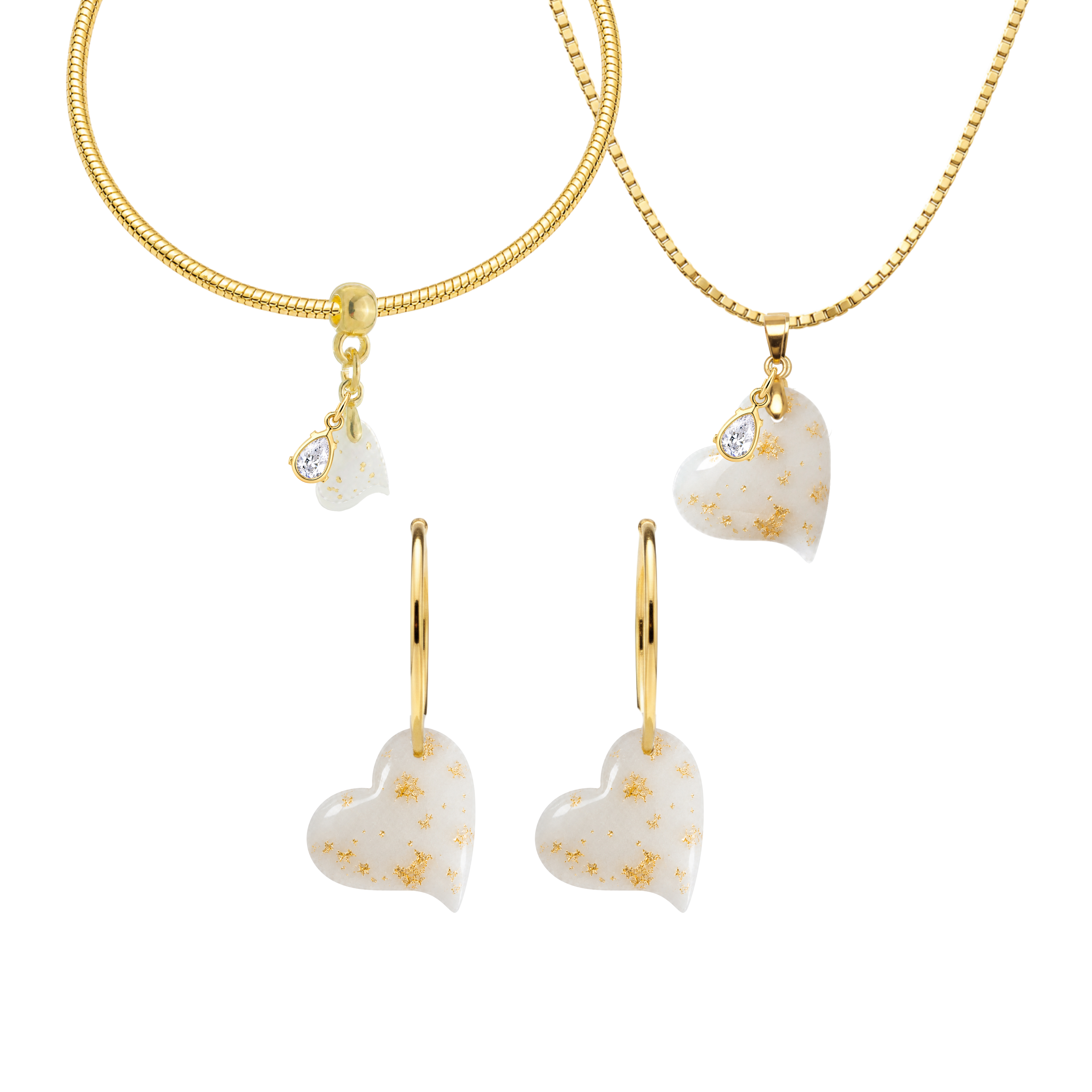Twisted Heart Gold Leaf with Zirconia Drop